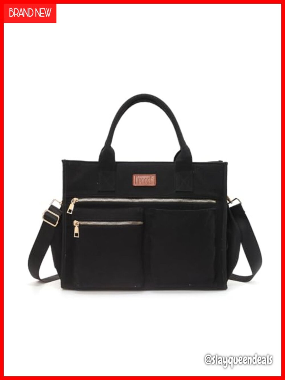 Canvas Tote Bag for Women Crossbody Work Laptop Bag 15 Pockets